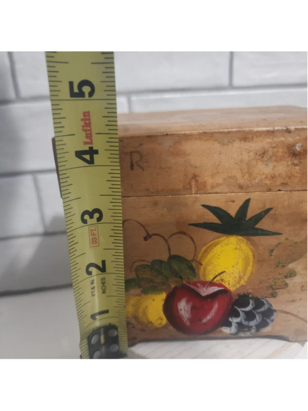 Recipe Box Wooden MCM Hand Painted